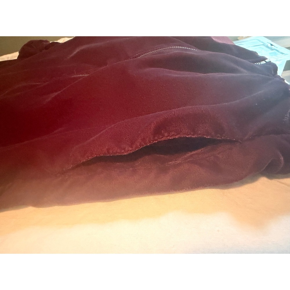 ana Women Burgundy Satin Bomber Jacket XS Maroon Full Zip Lightweight - Picture 3 of 5